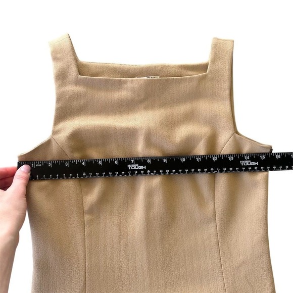 BCBG Max Azria Beige Sheath Dress Square Neck Sleeveless Business USA Made - Picture 9 of 10